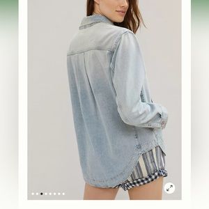 Pilcro Drapey Denim Shirt Jacket- Shacket- L from Anthropologie